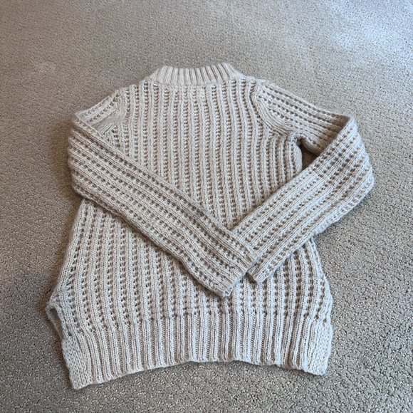 Field Flower Anthropologie Sweater Boho Chunky Crewneck Open Knit Oatmeal XS - Picture 7 of 9